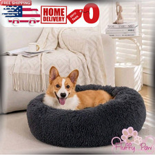 Donut Plush Pet Dog Cat Bed Fluffy Soft Warm Calming Bed Kennel Nest 60/70/80 cm