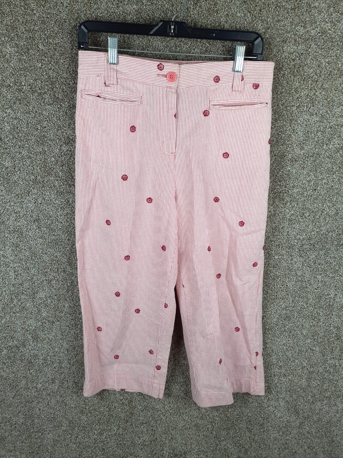 Basic Editions Seersucker Shell Embroidered Crop … - image 1