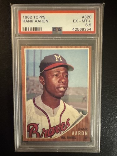 1962 Topps Hank Aaron #320 - PSA 6.5 HOF Bright Color Excellent Eye Appeal