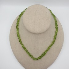 Vintage Beaded Necklace Green Chips Single St...
