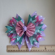 Pink Multicolor Polka Dot Glitter Bow Hair Accessory for Girls
