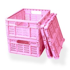 PTEREIW 20L Folding Crate, 4Pack Plastic Storage Baskets Organizer for Home a...
