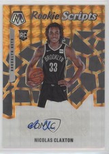 2019-20 Panini Mosaic Rookie Scripts Orange Prizm Nic Claxton Nicolas Auto 0fl0