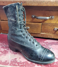 Antique Victorian Child's Robert's High Top Lace Up Shoe Boot for Display D