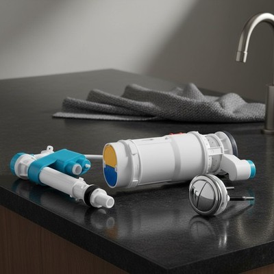 Toilet Dual Flush Valve, Fill Valve, Push Button, Small Drain Outlet Dia 2.5''