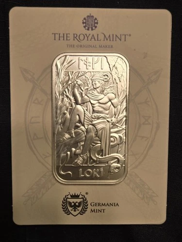 The Royal Mint Loki 1 oz 999.9 Fine Silver Bar Silver Precious Metal Collectible