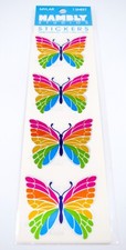 NEW Vintage Hambly Studios  Colorful Butterflies  Mylar 4 Stickers 1 Sheet