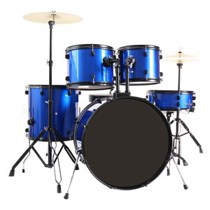 New 5-Piece Full Size Complete Adult Drum Set +Cymbal+Throne Blue