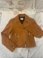 Club Monaco Moto Lamb Leather Jacket Burnt Orange Xs