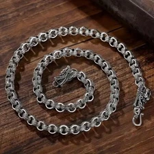 Vintage 925 Sterling Solid Silver Dragon Chain Necklace for Men Fashion Jewelry
