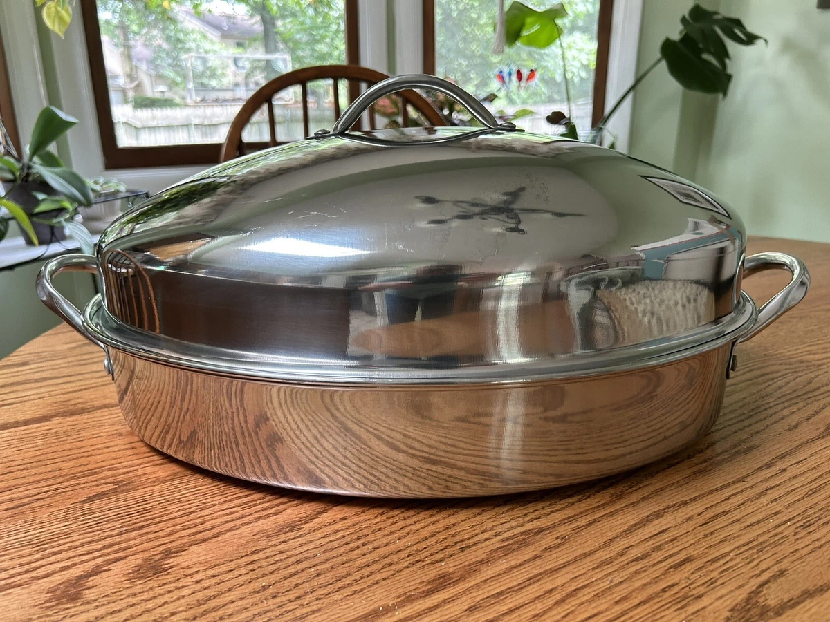 Martha Stewart Stainless Steel Covered Oval Roaster With Rack eBay