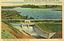CHARLES MILL DAM - MOUNT VERNON, OHIO -- POSTCARD STAMP 1928