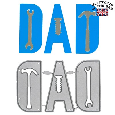 Papa mit Werkzeug Sprüche Metall Stanzformen, Väter, Geburtstag, Karten basteln, B2
