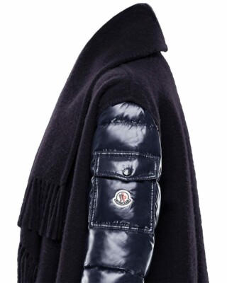 NEW MONCLER MANTELLA DARK BLUE GOOSE DOWN SLEEVES PONCHO JACKET S