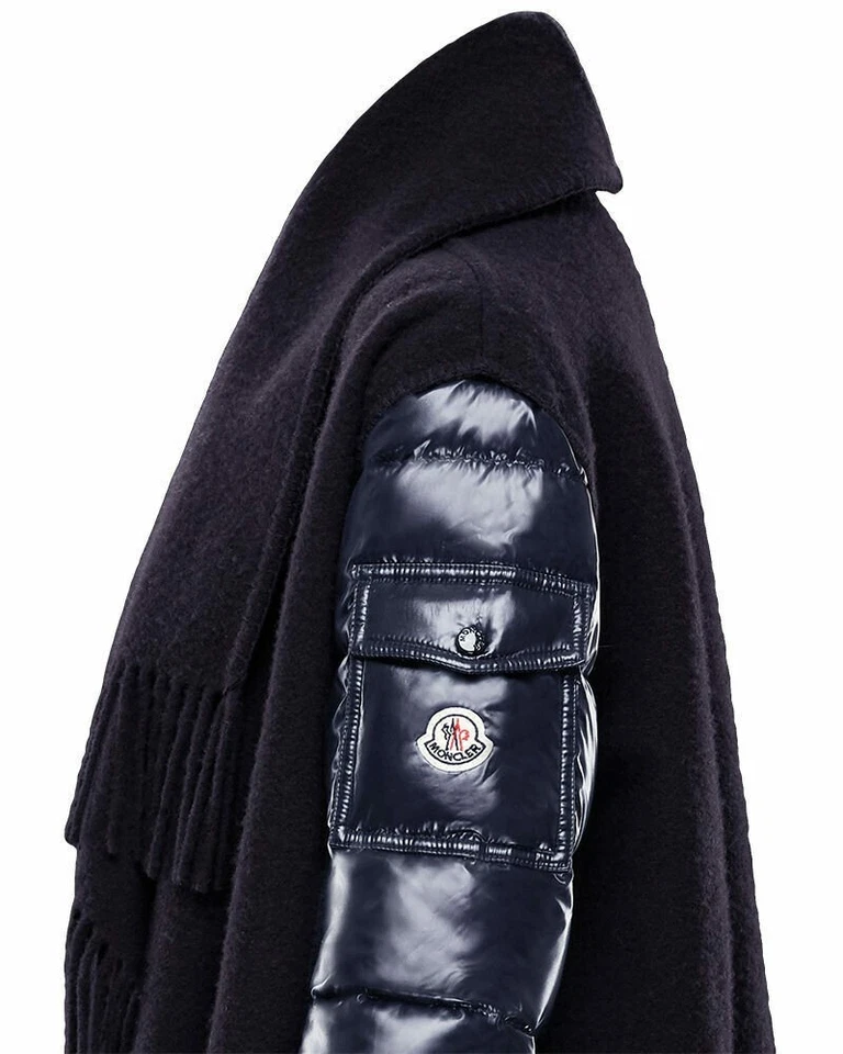 CHAQUETA PONCHO NUEVA MONCLER MANTELLA AZUL OSCURO MANGAS PLUMÓN GANSO S/PEQUEÑA Foto 2 de 4