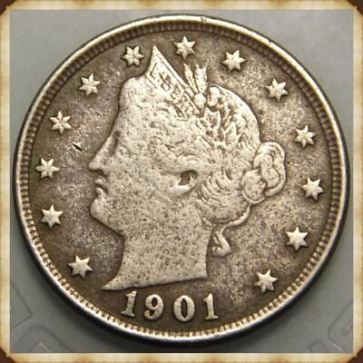 1901 Liberty Head V Nickel VF-Details 
