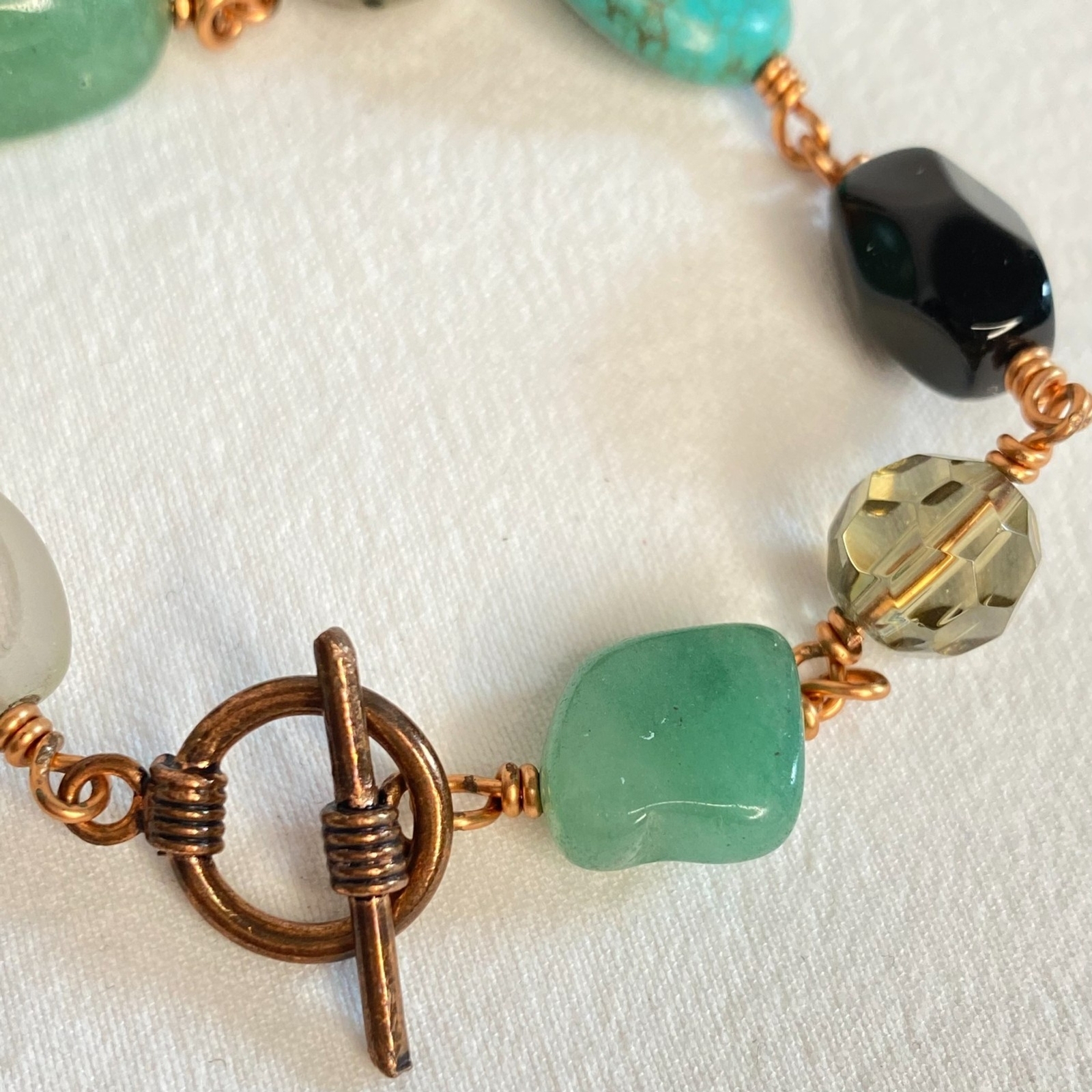 Copper Chain Bracelet Multi Shape Multi Color Sto… - image 3