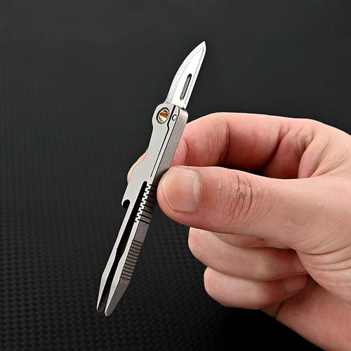 1 PC EDC Titanium Alloy Multi Tools Tweezers Opener Pocket Outdoor Folding Knife - Picture 13 of 20