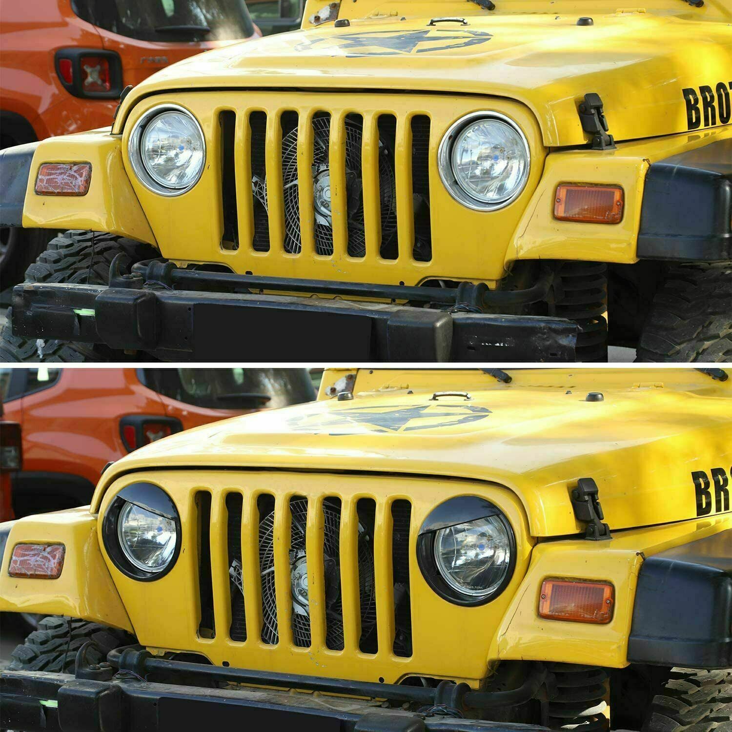 Car Headlight Cover Insert Trim Angry eyes Bezels for Jeep Wrangler TJ