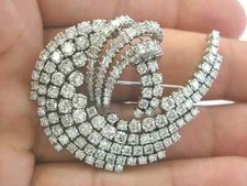 5 Ct Round  Baguette Simulated Diamond Cluster Brooch Pin 14k White Gold Plated