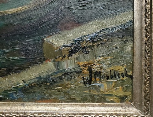 Gemälde Öl Landschaft Küste Maritim Boote Norddeutsch Carl Wilhelm Mosblech - Picture 8 of 12