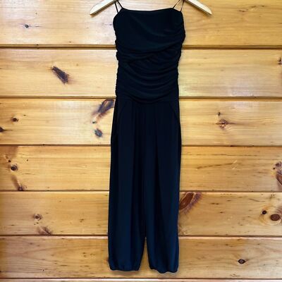 Guess Black Jersey Strapless Ruched Hareem Jumpsuit Sz XS
