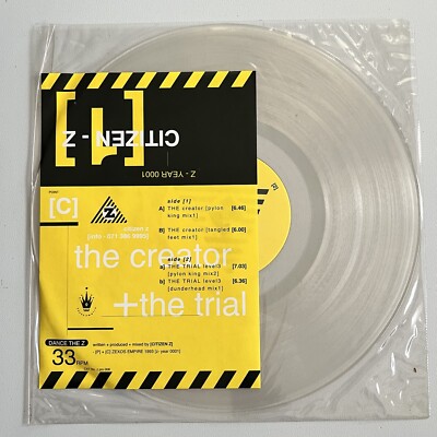 CITIZEN-Z The Creator 12'' 33rpm UK RARE LTD ED CLEAR VINYL #0329 PS 1993 EX/EX
