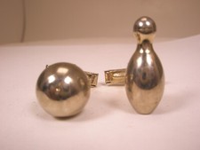 Bowling Ball & Pin Vintage Cuff Links tournament strike spare sports