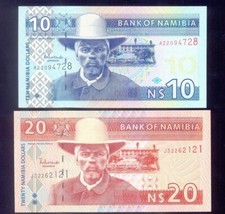 Namibia 10, 20  Dollars ND(2001-2002)  P4b, 6a  UNC