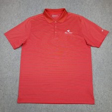 Nike Golf Polo Shirt Mens L Red Striped Performance Short Sleeve Dri Fit Logo