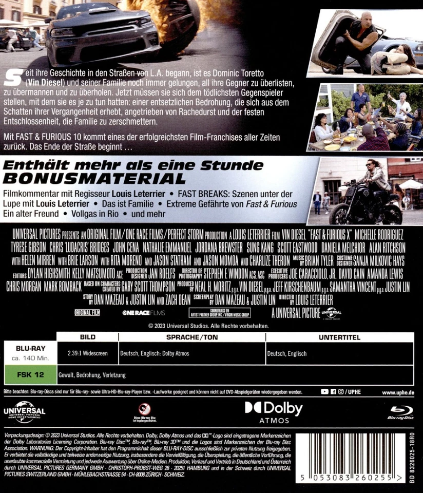 Fast & Furious - Teil: 10 [Blu-ray/Neu/OVP] Vin Diesel, Jason Momoa, Michelle Ro - Bild 2 von 4
