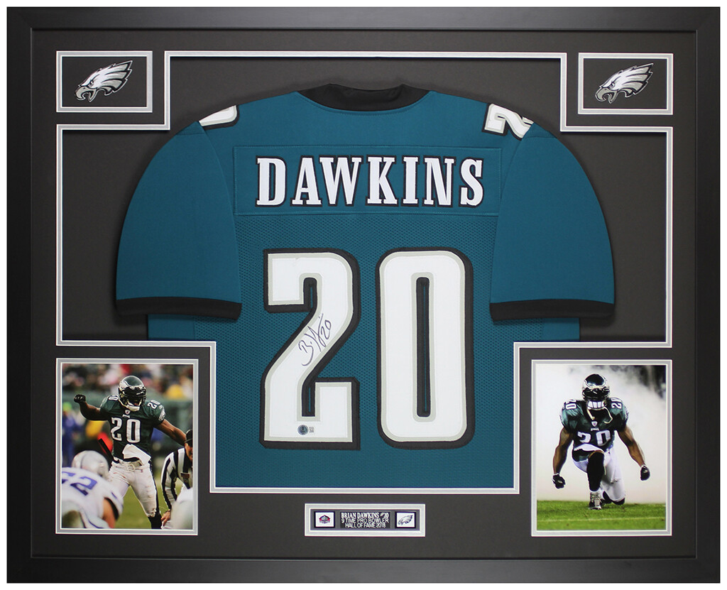Brian Dawkins Autographed Framed Green Philadelphia Jersey Auto
