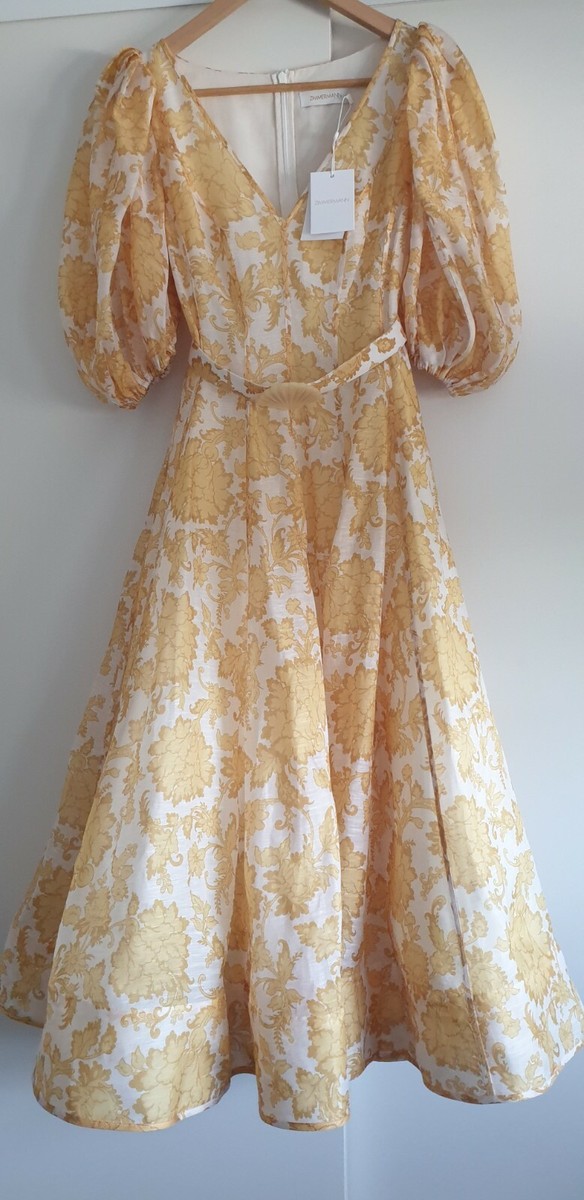 Zimmermann POSTCARD PUFF SLEEVES MIDI DRESS size 0 | eBay