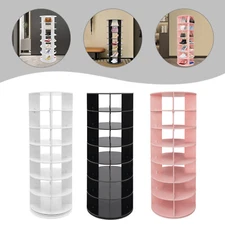 7 Tier Rotating Shoe Rack Center Hollow 360° Revolving Storage Tower Holds 28