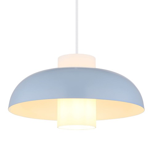 Lampada Da Pranzo Sospesa Blu Opaco In Vetro Opale E27 Lampada Da Cucina - Foto 7 di 8