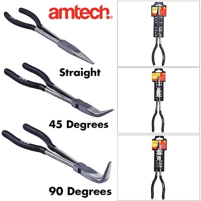 Pince Amtech Extra Longue 11" Outils Droite Courbée 45/90 Degré Robuste - Photo 1/4