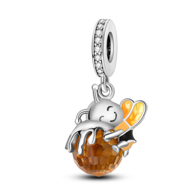 MULA Original Honey Jar DIY Charm Enamel AAA CZ Fit Bracelet 925 Silver Plated
