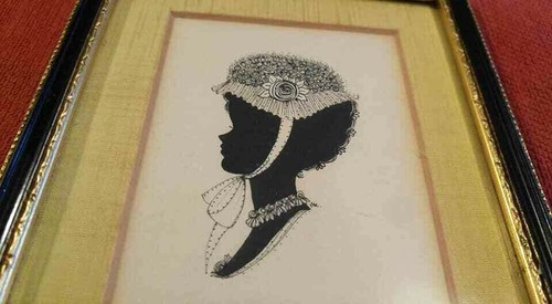 Antique Hand Painted Signed Silhouette 17th 18th Century Edwardian Georgian Maid - Picture 2 of 4