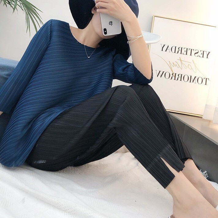 Pleats Please Issey Style Pleated Pants, Pleated Slim Fit Trousers