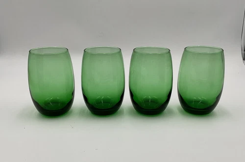 Vintage Anchor Hocking Roly Poly Tumblers Forest Green