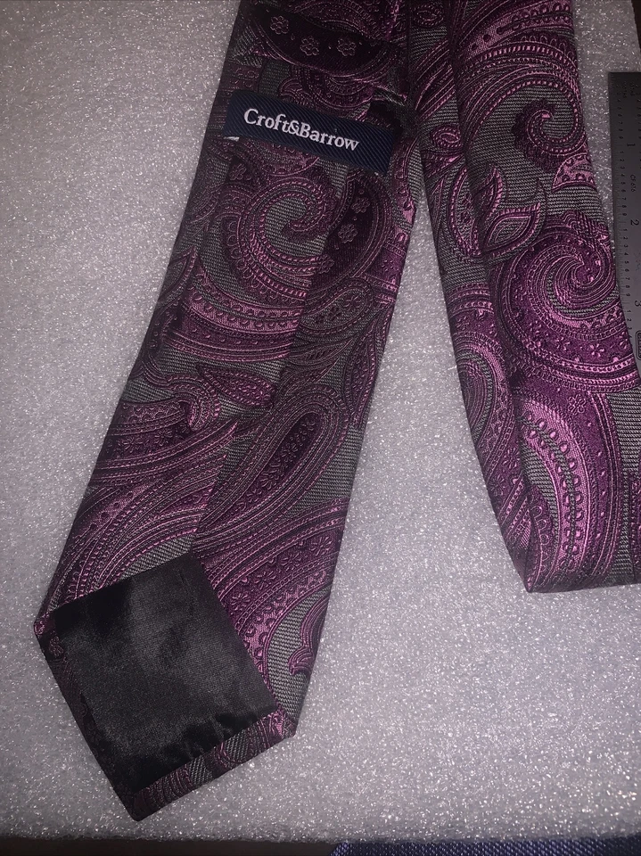 Corbata Croft & Barrow rosa y gris para hombre hecha en China Foto 3 de 3