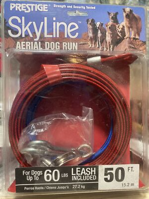 Prestige Skyline Aerial Dog Run Swivel Snap Direct Connection Leash 50 FT 60 LB