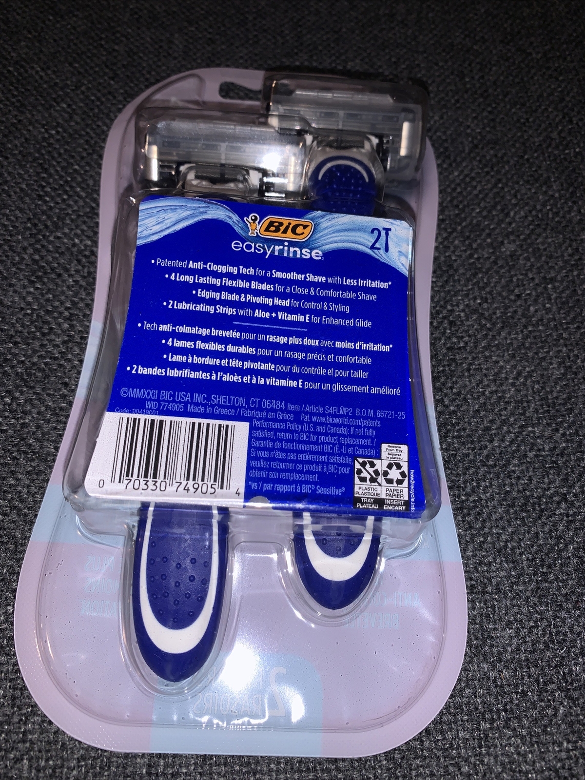BIC Men's Easy-Rinse Disposable Razors Anti-Clog 4-Blades ea (2) 2 ...