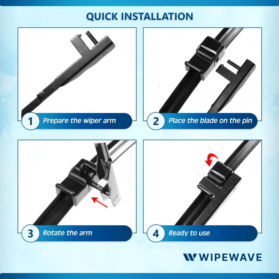 2pcs Wiper blades Set for Mercedes E-Class 03-08 Front Windscreen | WipeWave - Image 3 of 4