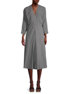 Maje Rava Striped A-Line Midi Dress , Size 1, Small | eBay Maje Rava Striped A-Line Midi Dress , Size 1, Small | eBay