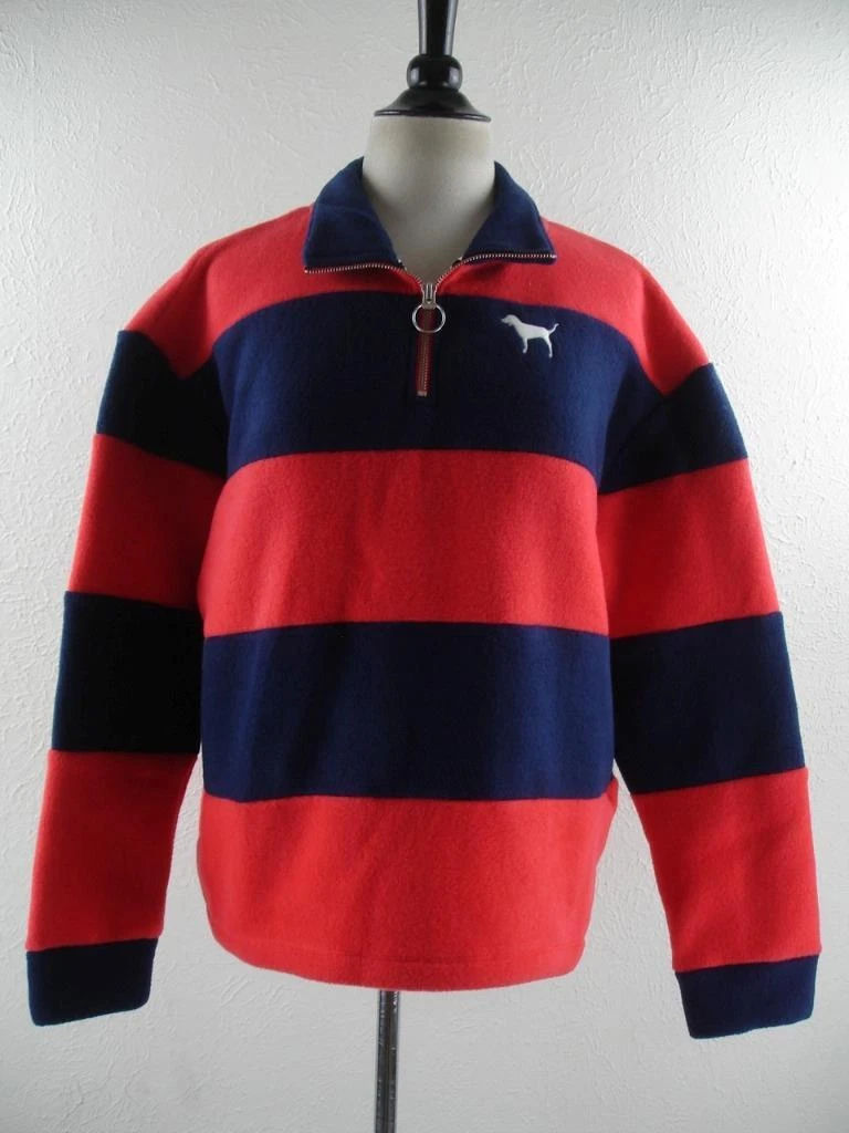 UNDERCOVER Maglione pullover Victoria's Secret rosa pile polare 1 4 zip rosso blu donna L