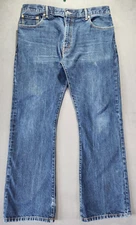 Levis 517 Bootcut Jeans Mens 38x32 Blue Denim Frayed Hem Modern Fit Western