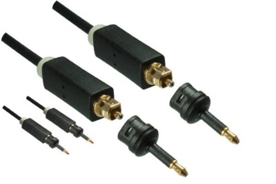 DINIC Toslink Kabel 4mm inkl. 2 Mini Toslinkadapter, schwarz, 2m
