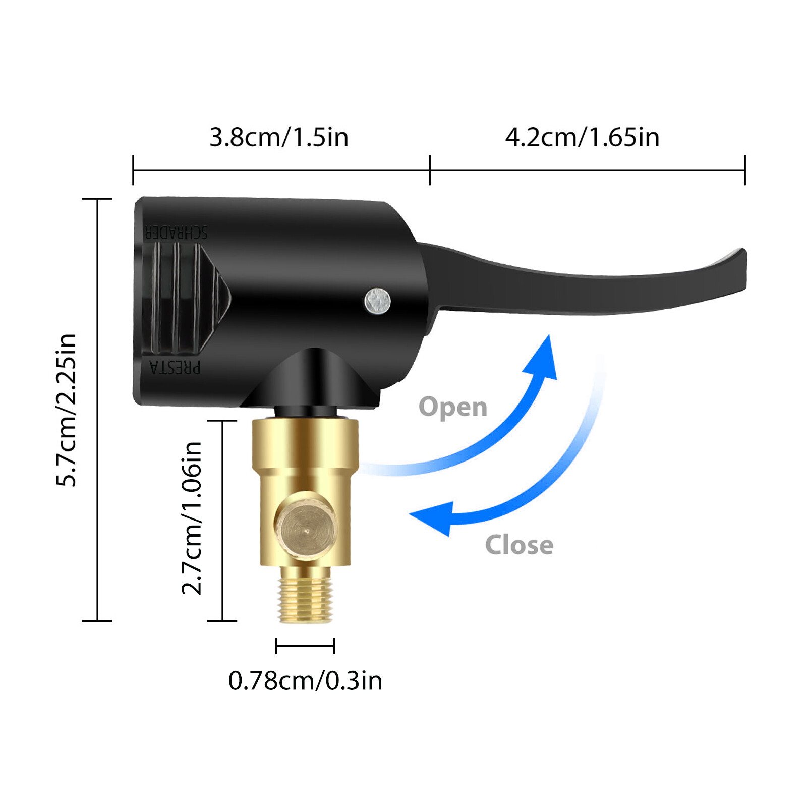 Deflateable Tire Air Chuck 2-in-1 Compatible with Schrader and Presta Valve
