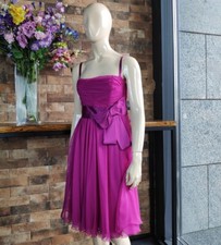 Dolce & Gabbana SS 2012 Fuchsia Pink Silk Draped Corset Bow Evening Dress IT 44